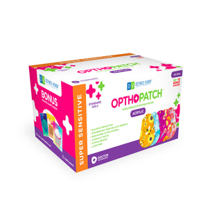 Opthopatch Kids Eye Patches with Extra Hypoallergenic Acrylic Adhesive, 100 Breathable Patches for Amblyopia & Lazy Eye, Chic Girl-Friendly Designs, Includes 3 Rewards Chart by Defined Vision