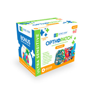 Opthopatch Eye Patches for Kids with Ultra Sensitive Silicone Adhesive, 40 Hypoallergenic Patches for Amblyopia & Lazy Eye, Cool Boy-Friendly Designs, Includes 1 Rewards Chart by Defined Vision