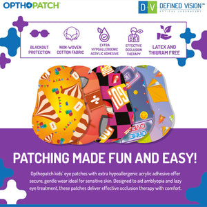 Opthopatch Kids Eye Patches with Extra Hypoallergenic Acrylic Adhesive, 40 Breathable Patches for Amblyopia & Lazy Eye, Fun Boy-Friendly Designs, Includes 1 Rewards Chart by Defined Vision