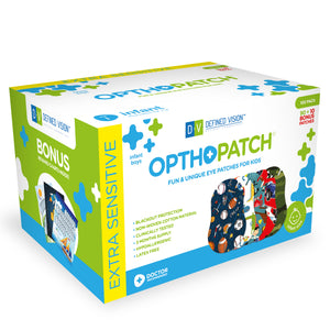 Opthopatch Extra Sensitive Adhesive Eye Patch for Infants with Boys Design + Reward Charts Included [100 pack]