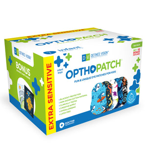 Opthopatch Extra Sensitive Adhesive Eye Patch for Infants with Boys Design + Reward Charts Included [100 pack]