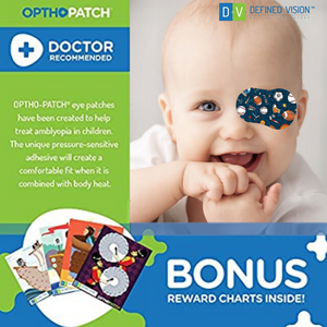 Opthopatch Extra Sensitive Adhesive Eye Patch for Infants with Boys Design + Reward Charts Included [100 pack]