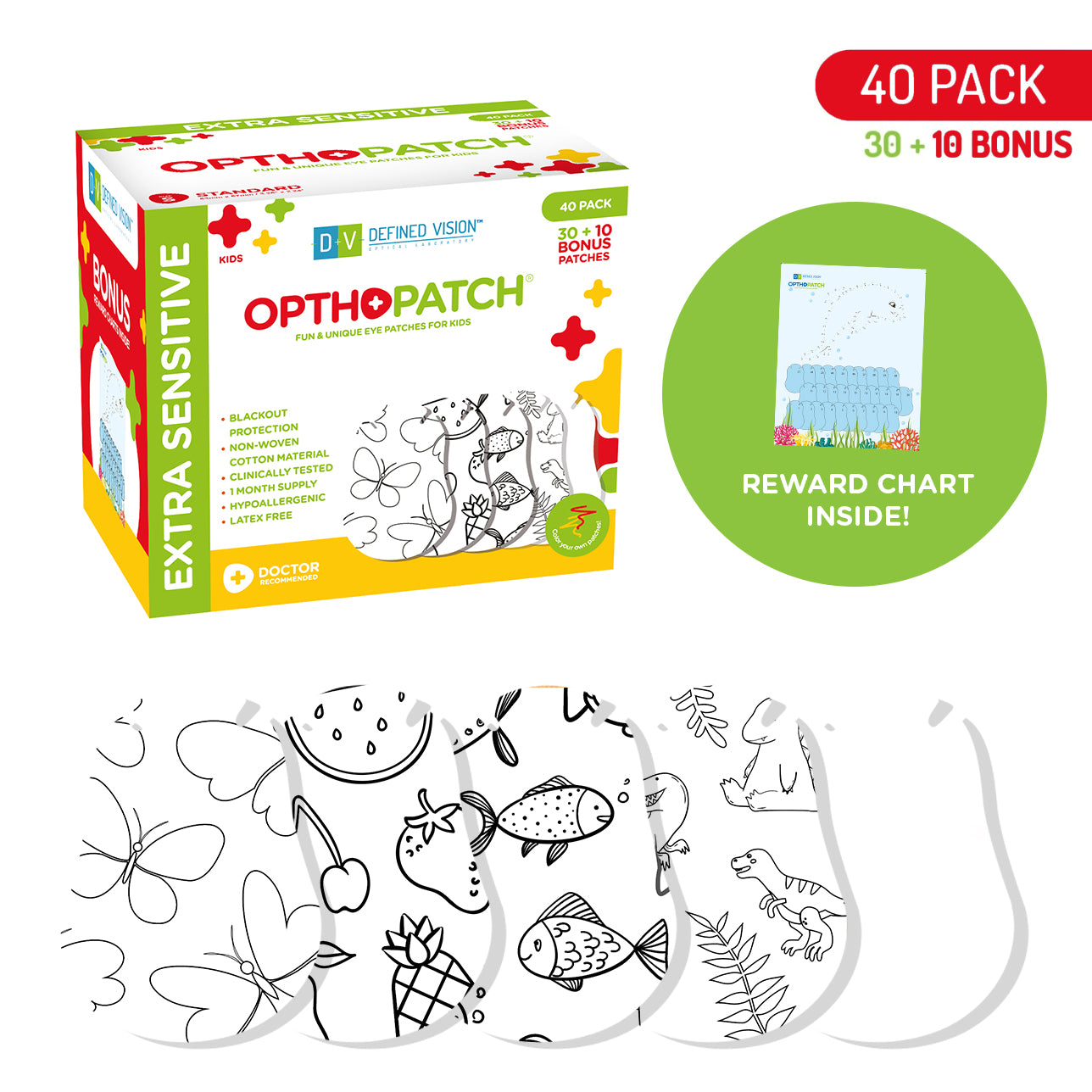 Color Your Own Patch  Extra Sensitive Adhesive Eye Patches for Boys a -  OpthoPatch