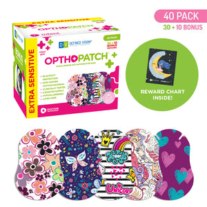 Infants Extra Sensitive Adhesive Eye Patch Girls 40 Pack Series II + Reward Chart Poster