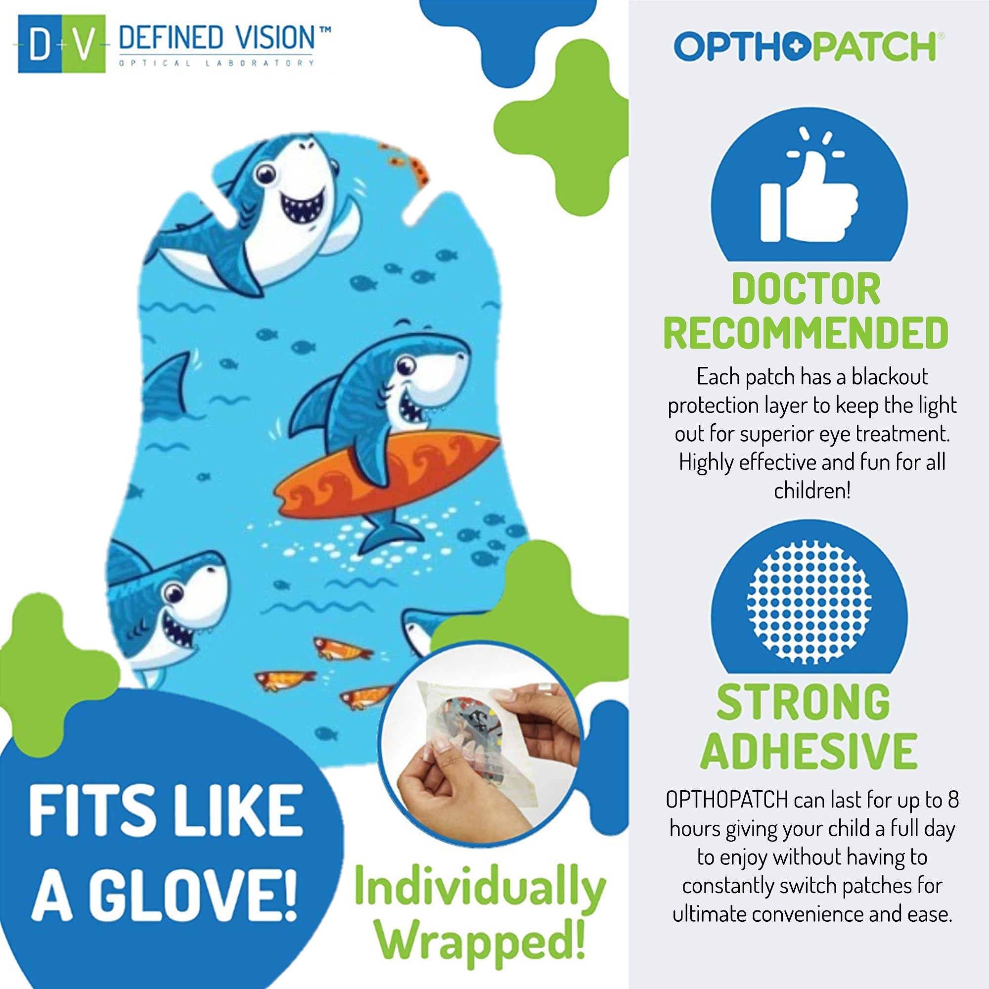 Opthopatch Extra Sensitive Adhesive Eye Patch for Infants with Boys Design + Reward Charts Included [100 pack]