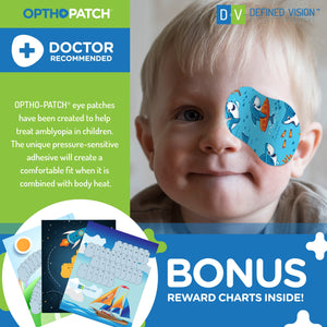 Childrens Extra Sensitive Adhesive Eye Patch Boys 70 Pack  Series II + Rewards Chart Posters