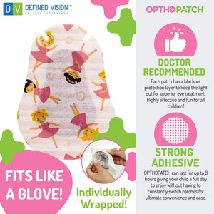 Children's Extra Sensitive Adhesive Eye Patch for Girls + Reward Charts Included