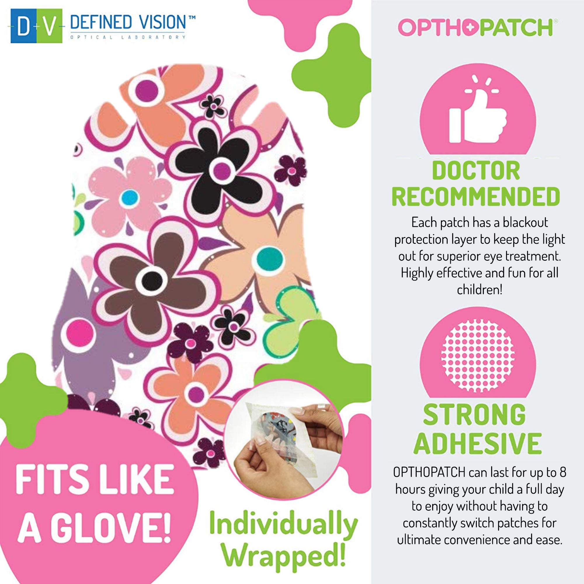 Infants Extra Sensitive Adhesive Eye Patch Girls 100 Pack Series II + 3 Reward Chart Posters