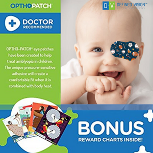 Infants Extra Sensitive Adhesive Eye Patch Boys 100 Pack Series I + 3 Reward Chart Posters