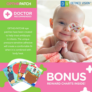 Infants Extra Sensitive Adhesive Eye Patch Girls 40 Pack Series I + Reward Chart Poster