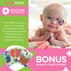 Infants Extra Sensitive Adhesive Eye Patch Girls 70 Pack Series II + Rewards Chart Posters
