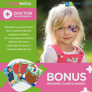 Childrens Extra Sensitive Adhesive Eye Patch Girls 70 Pack Series II + Rewards Chart Posters