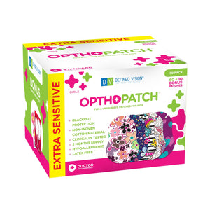 Childrens Extra Sensitive Adhesive Eye Patch Girls 70 Pack Series II + Rewards Chart Posters